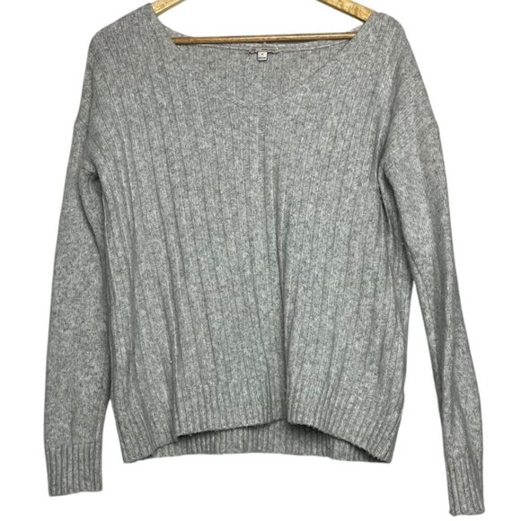 Gap Womens S Wool Blend Rib Knit Pullover Sweater Light Gray Marl Classic Simple - Picture 1 of 4